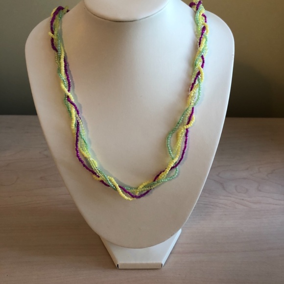 Handmade Torsade Multi Colored Beaded Necklace - Picture 2 of 2